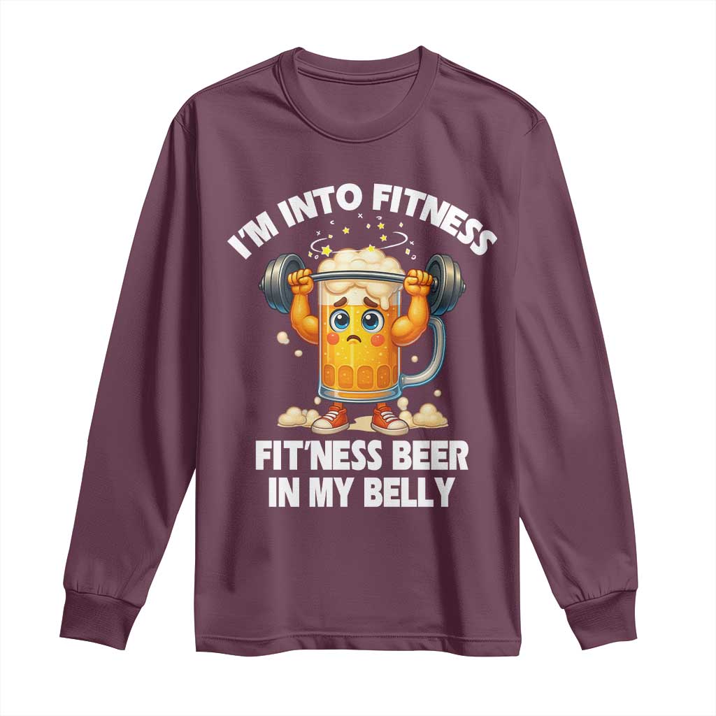 Funny Beer Lover Long Sleeve Shirt I Am Into Fitness Beer in My Belly - Wonder Print Shop