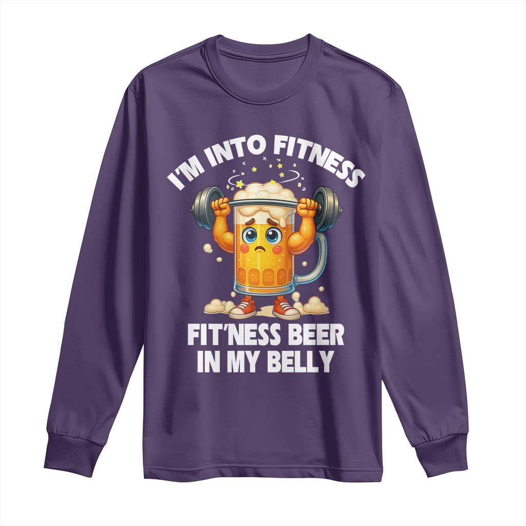 Funny Beer Lover Long Sleeve Shirt I Am Into Fitness Beer in My Belly - Wonder Print Shop