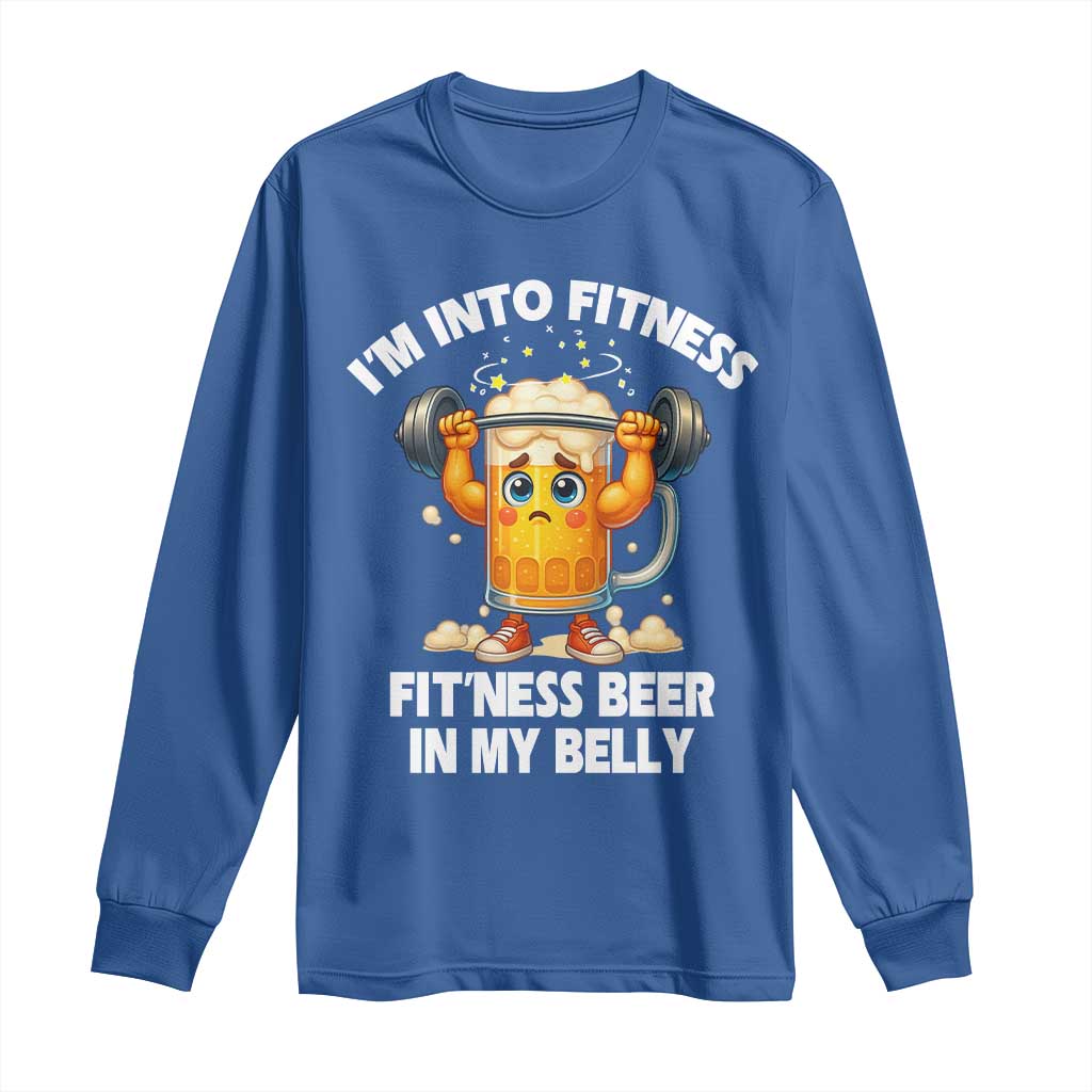 Funny Beer Lover Long Sleeve Shirt I Am Into Fitness Beer in My Belly - Wonder Print Shop