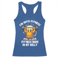 Funny Beer Lover Racerback Tank Top I Am Into Fitness Beer in My Belly - Wonder Print Shop