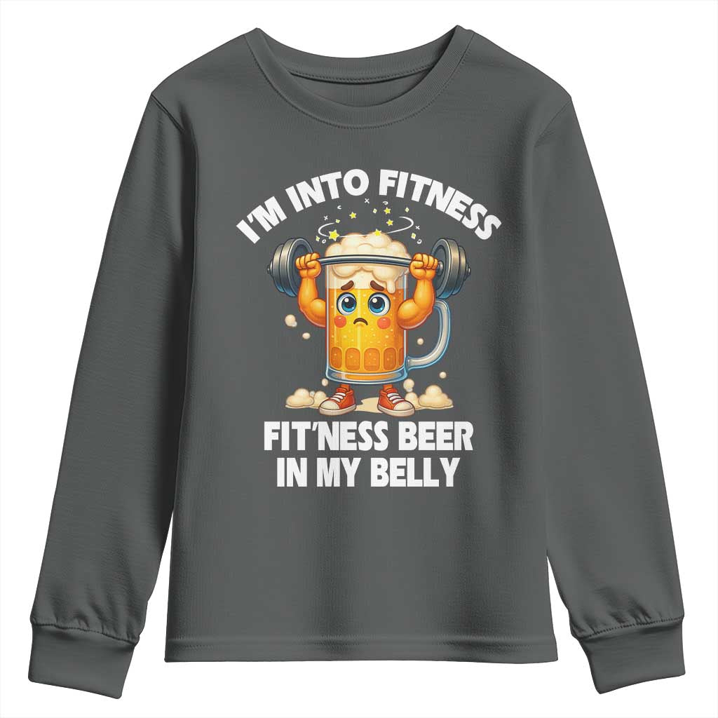 Funny Beer Lover Youth Sweatshirt I Am Into Fitness Beer in My Belly - Wonder Print Shop