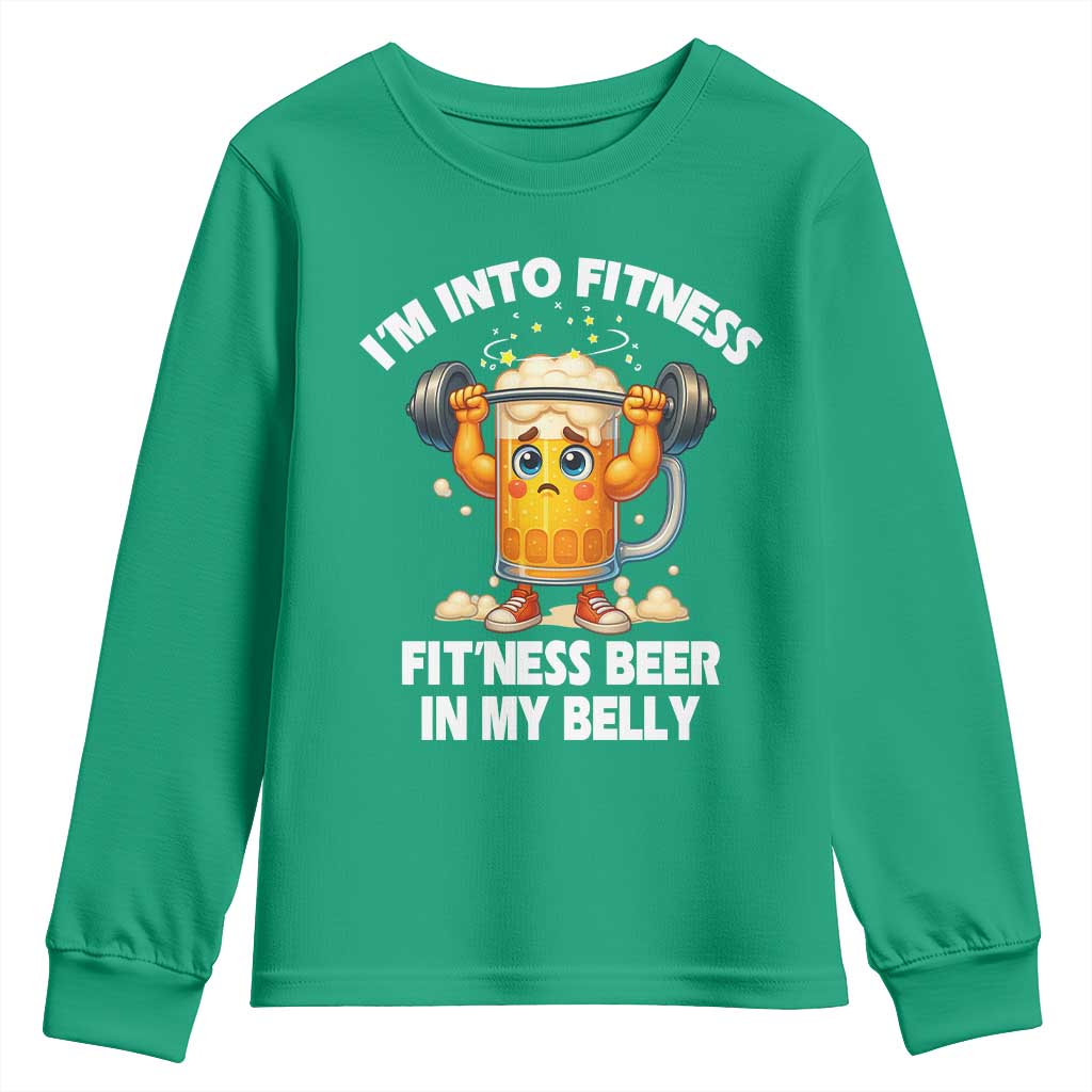Funny Beer Lover Youth Sweatshirt I Am Into Fitness Beer in My Belly - Wonder Print Shop