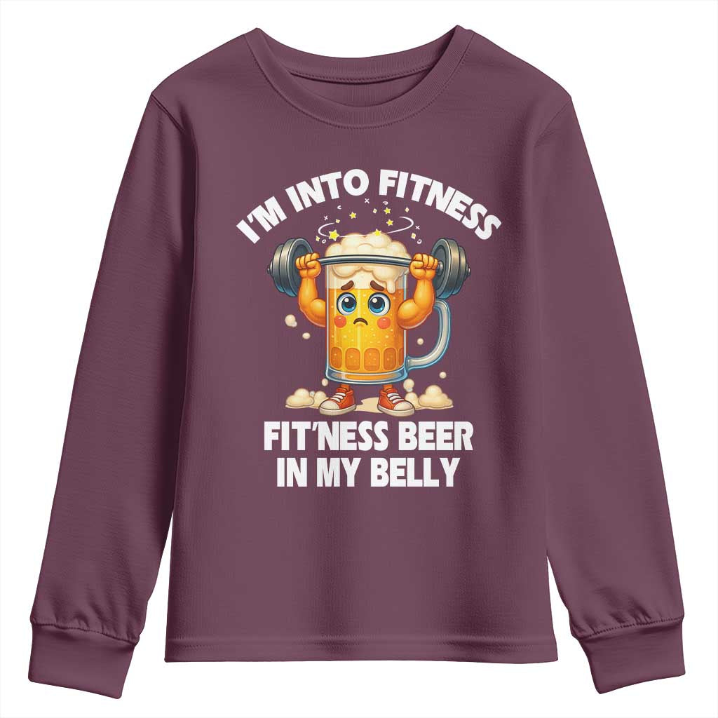 Funny Beer Lover Youth Sweatshirt I Am Into Fitness Beer in My Belly - Wonder Print Shop