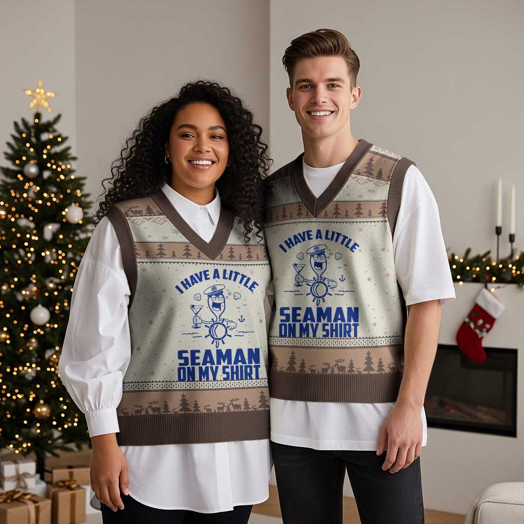 I Have Seaman On My Shirt V-Neck Knit Sweater Vest Funny Sarcastic Adult Humor - Wonder Print Shop