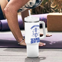 I Have Seaman On My Shirt Tumbler With Handle Funny Sarcastic Adult Humor - Wonder Print Shop