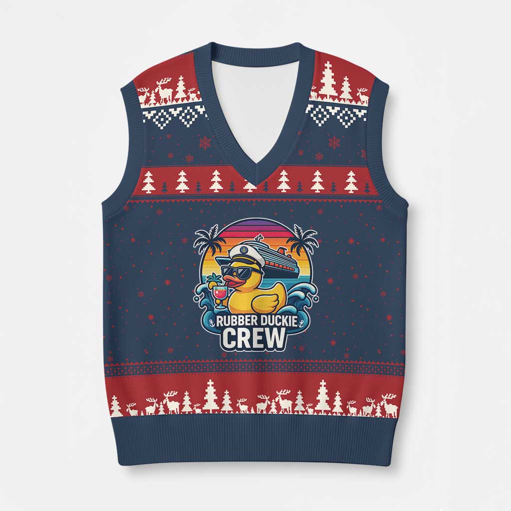 Funny Rubber Duckie Cruise V-Neck Knit Sweater Vest - Wonder Print Shop