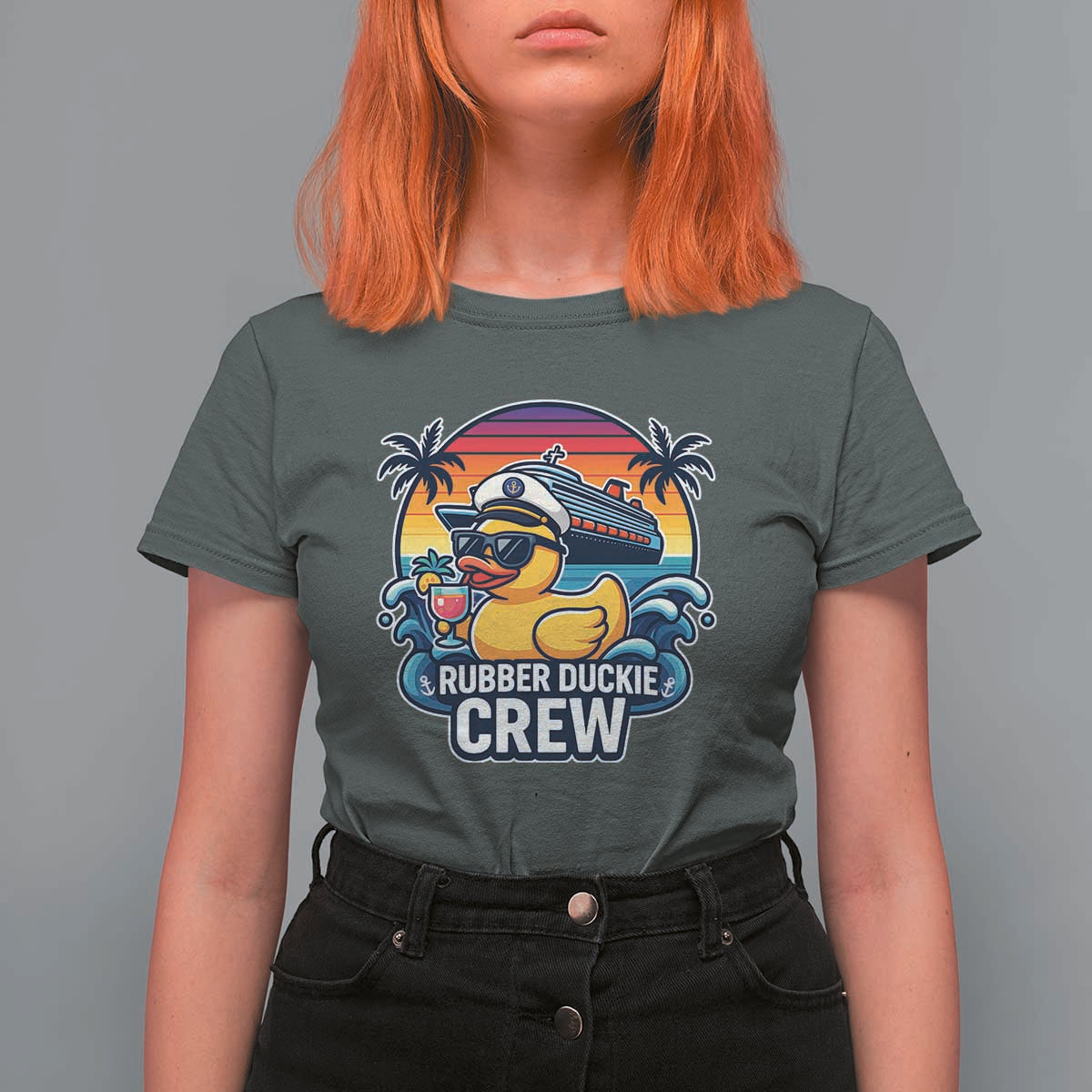 Funny Rubber Duckie Cruise T Shirt For Women - Wonder Print Shop
