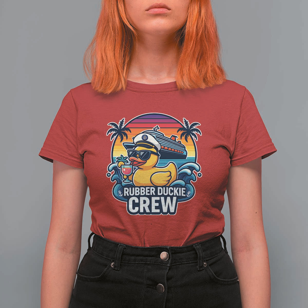 Funny Rubber Duckie Cruise T Shirt For Women - Wonder Print Shop