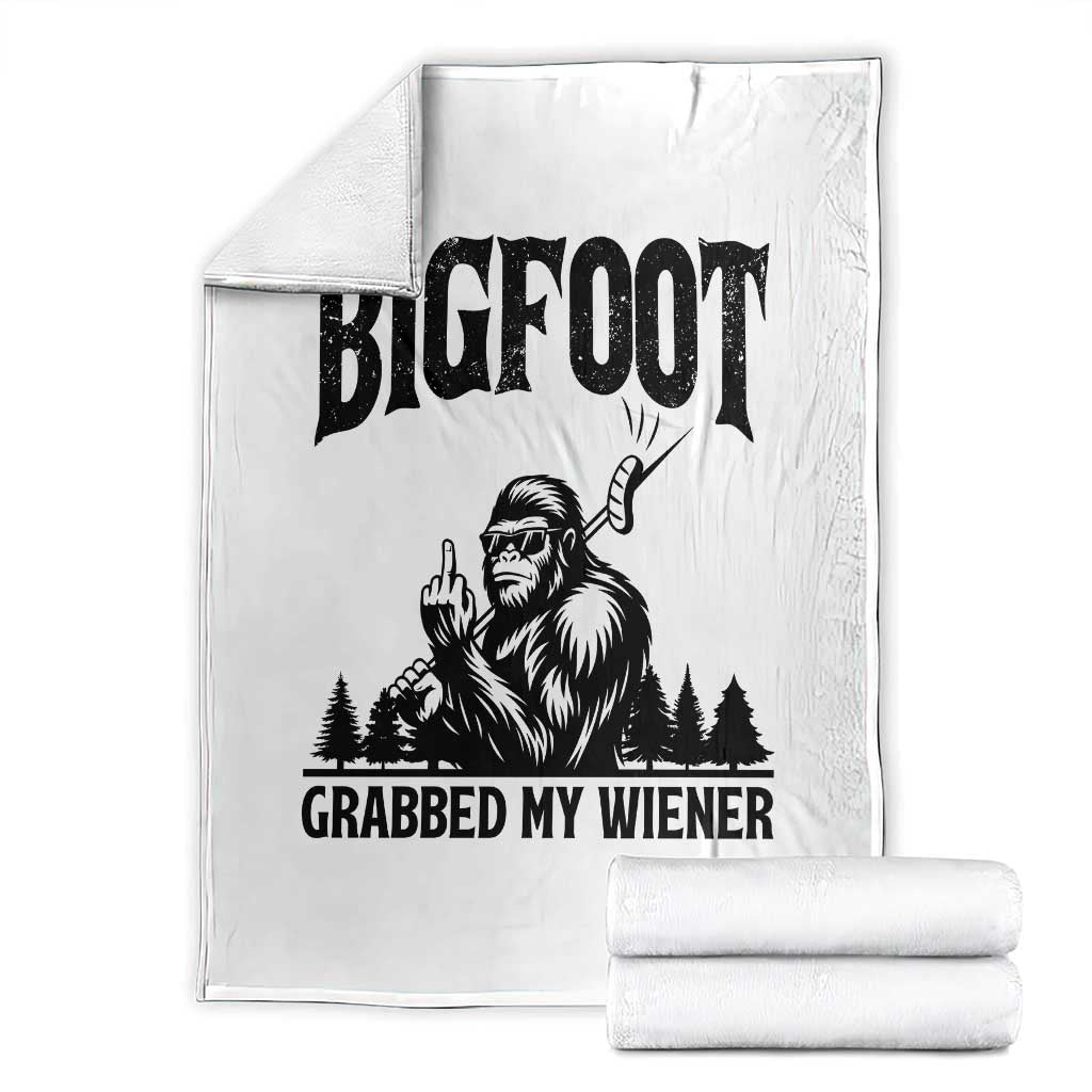 Bigfoot Grabbed My Wiener Throw Blanket Funny Sasquatch Camping - Wonder Print Shop