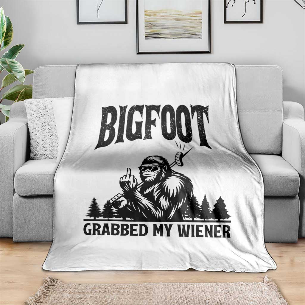 Bigfoot Grabbed My Wiener Throw Blanket Funny Sasquatch Camping - Wonder Print Shop