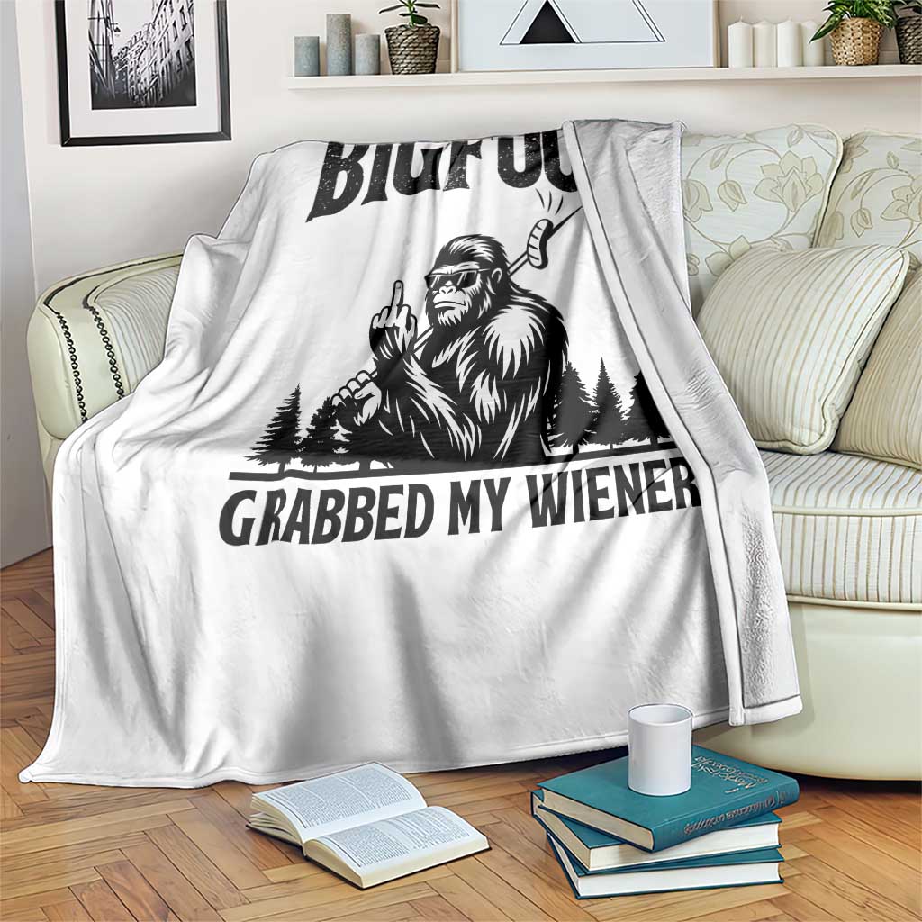 Bigfoot Grabbed My Wiener Throw Blanket Funny Sasquatch Camping - Wonder Print Shop