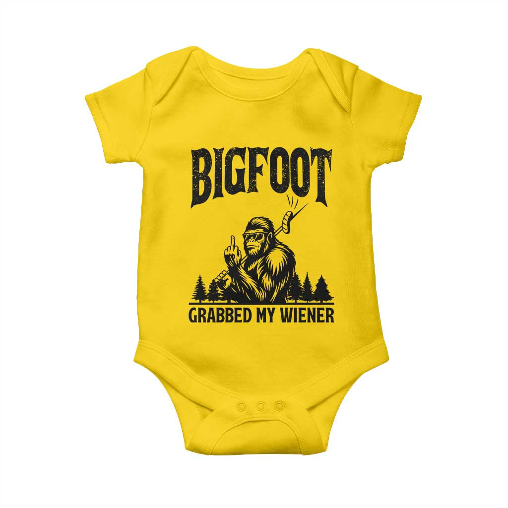 Bigfoot Grabbed My Wiener Baby Onesie Funny Sasquatch Camping - Wonder Print Shop