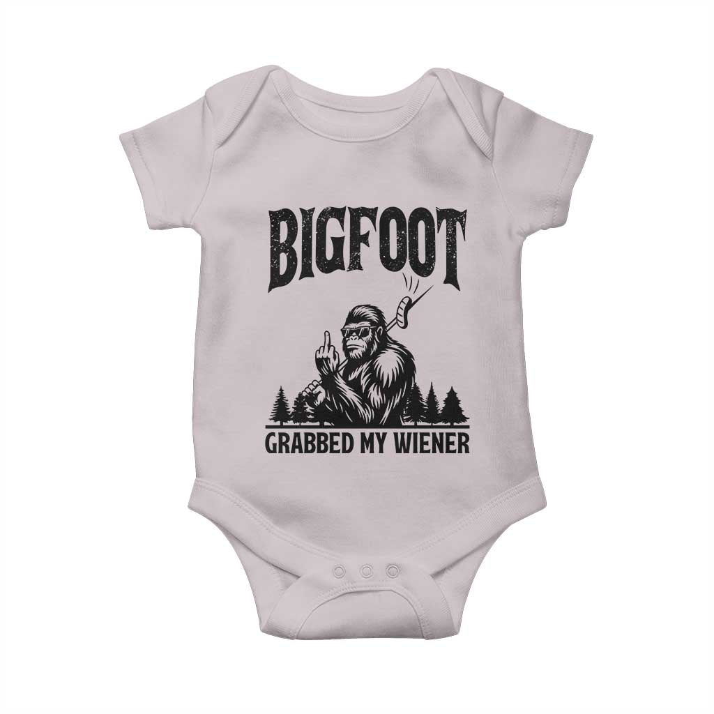 Bigfoot Grabbed My Wiener Baby Onesie Funny Sasquatch Camping - Wonder Print Shop