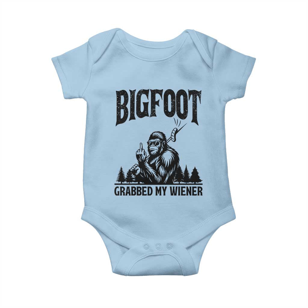Bigfoot Grabbed My Wiener Baby Onesie Funny Sasquatch Camping - Wonder Print Shop