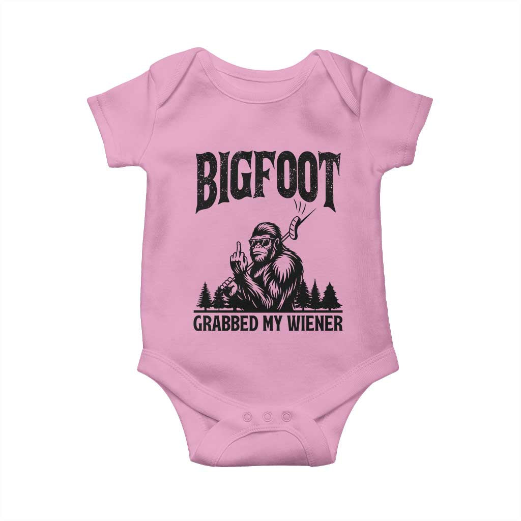 Bigfoot Grabbed My Wiener Baby Onesie Funny Sasquatch Camping - Wonder Print Shop