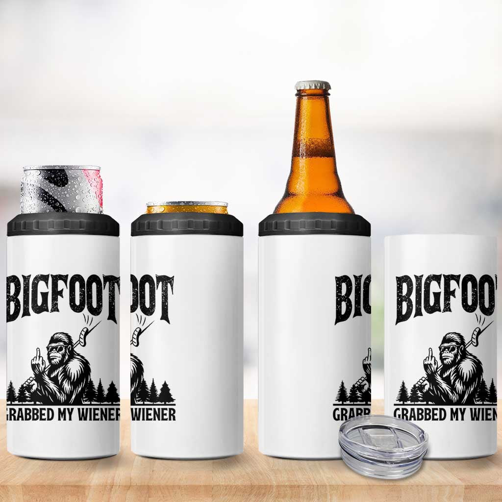Bigfoot Grabbed My Wiener 4 in 1 Can Cooler Tumbler Funny Sasquatch Camping - Wonder Print Shop