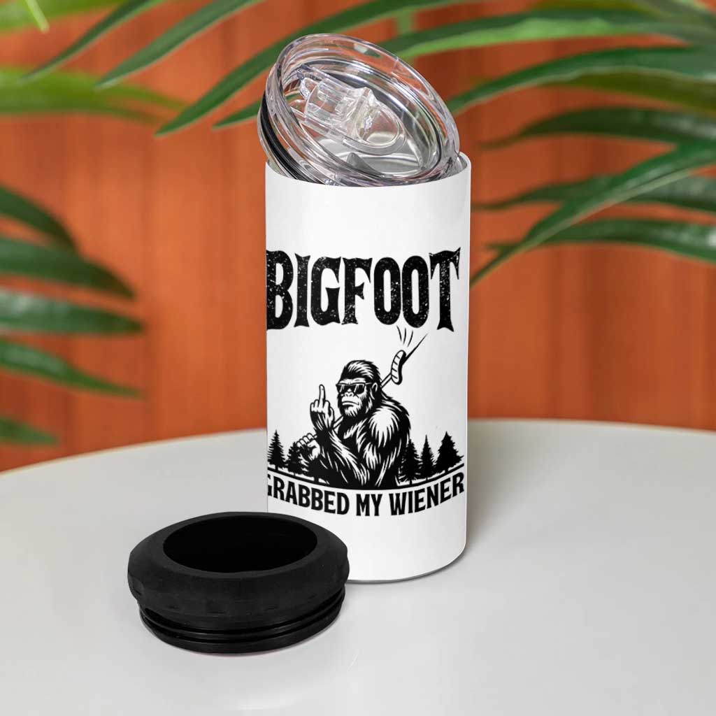 Bigfoot Grabbed My Wiener 4 in 1 Can Cooler Tumbler Funny Sasquatch Camping - Wonder Print Shop