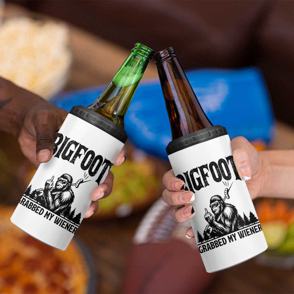 Bigfoot Grabbed My Wiener 4 in 1 Can Cooler Tumbler Funny Sasquatch Camping - Wonder Print Shop