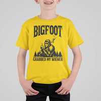 Bigfoot Grabbed My Wiener T Shirt For Kid Funny Sasquatch Camping - Wonder Print Shop