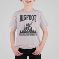 Bigfoot Grabbed My Wiener T Shirt For Kid Funny Sasquatch Camping - Wonder Print Shop