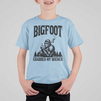 Bigfoot Grabbed My Wiener T Shirt For Kid Funny Sasquatch Camping - Wonder Print Shop