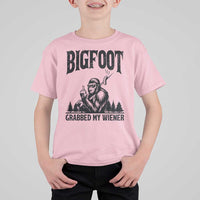 Bigfoot Grabbed My Wiener T Shirt For Kid Funny Sasquatch Camping - Wonder Print Shop