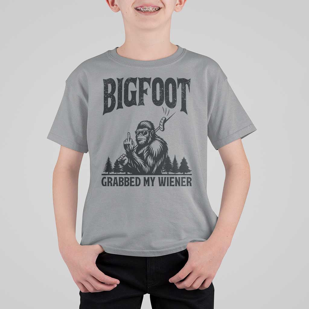 Bigfoot Grabbed My Wiener T Shirt For Kid Funny Sasquatch Camping - Wonder Print Shop
