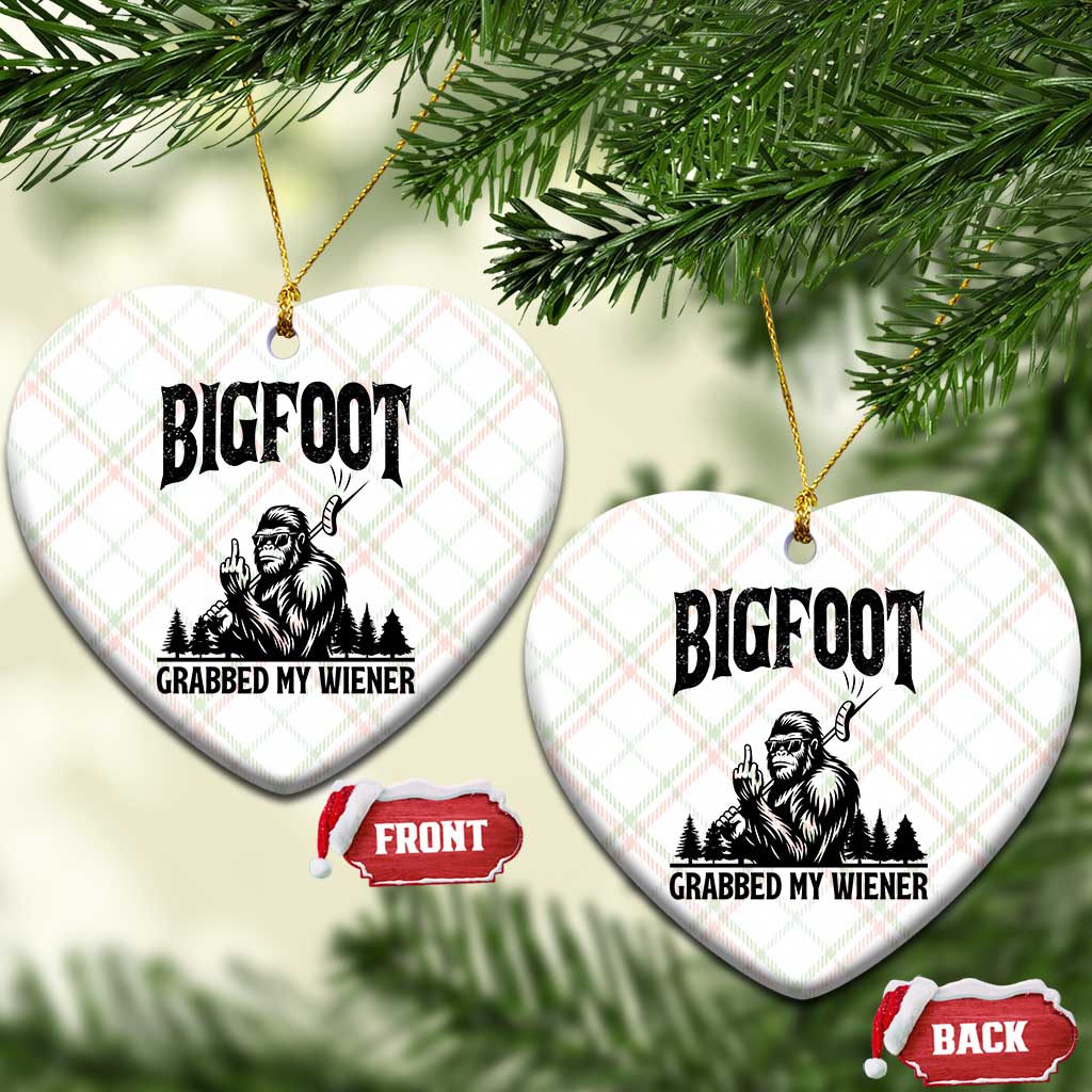 Bigfoot Grabbed My Wiener Ceramic Ornament Funny Sasquatch Camping - Wonder Print Shop