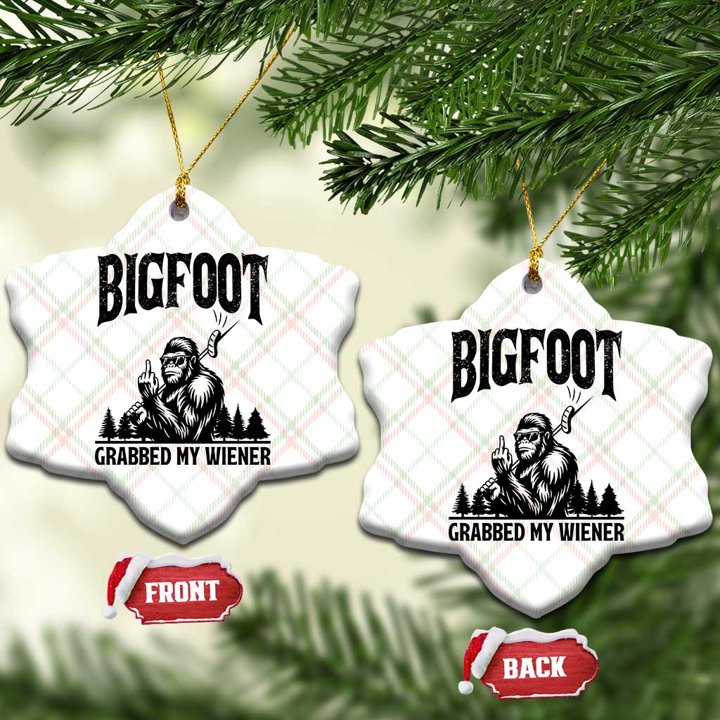 Bigfoot Grabbed My Wiener Ceramic Ornament Funny Sasquatch Camping - Wonder Print Shop