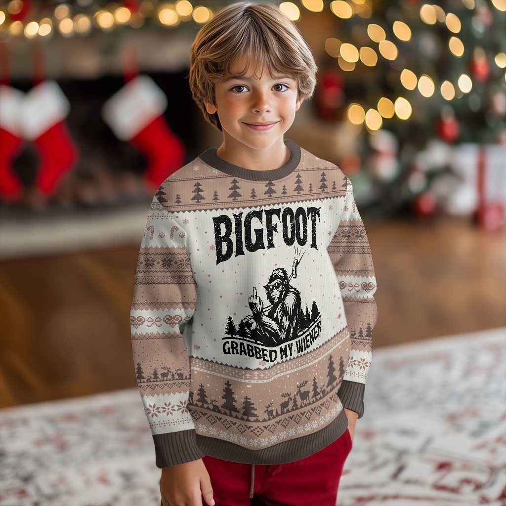 Bigfoot Grabbed My Wiener Ugly Christmas Sweater Funny Sasquatch Camping - Wonder Print Shop