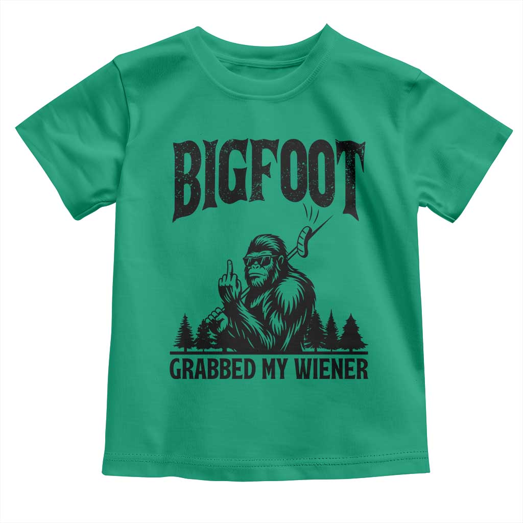 Bigfoot Grabbed My Wiener Toddler T Shirt Funny Sasquatch Camping - Wonder Print Shop