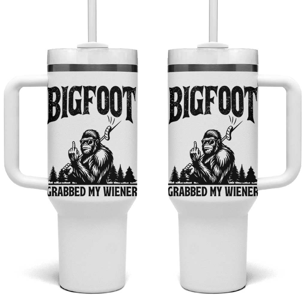 Bigfoot Grabbed My Wiener Tumbler With Handle Funny Sasquatch Camping - Wonder Print Shop