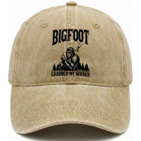 Bigfoot Grabbed My Wiener Washed Cotton Baseball Cap Funny Sasquatch Camping