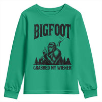 Bigfoot Grabbed My Wiener Youth Sweatshirt Funny Sasquatch Camping - Wonder Print Shop