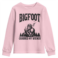 Bigfoot Grabbed My Wiener Youth Sweatshirt Funny Sasquatch Camping - Wonder Print Shop