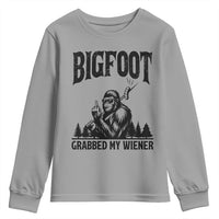 Bigfoot Grabbed My Wiener Youth Sweatshirt Funny Sasquatch Camping - Wonder Print Shop