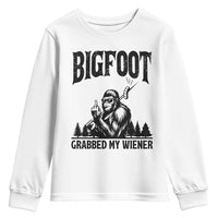 Bigfoot Grabbed My Wiener Youth Sweatshirt Funny Sasquatch Camping - Wonder Print Shop