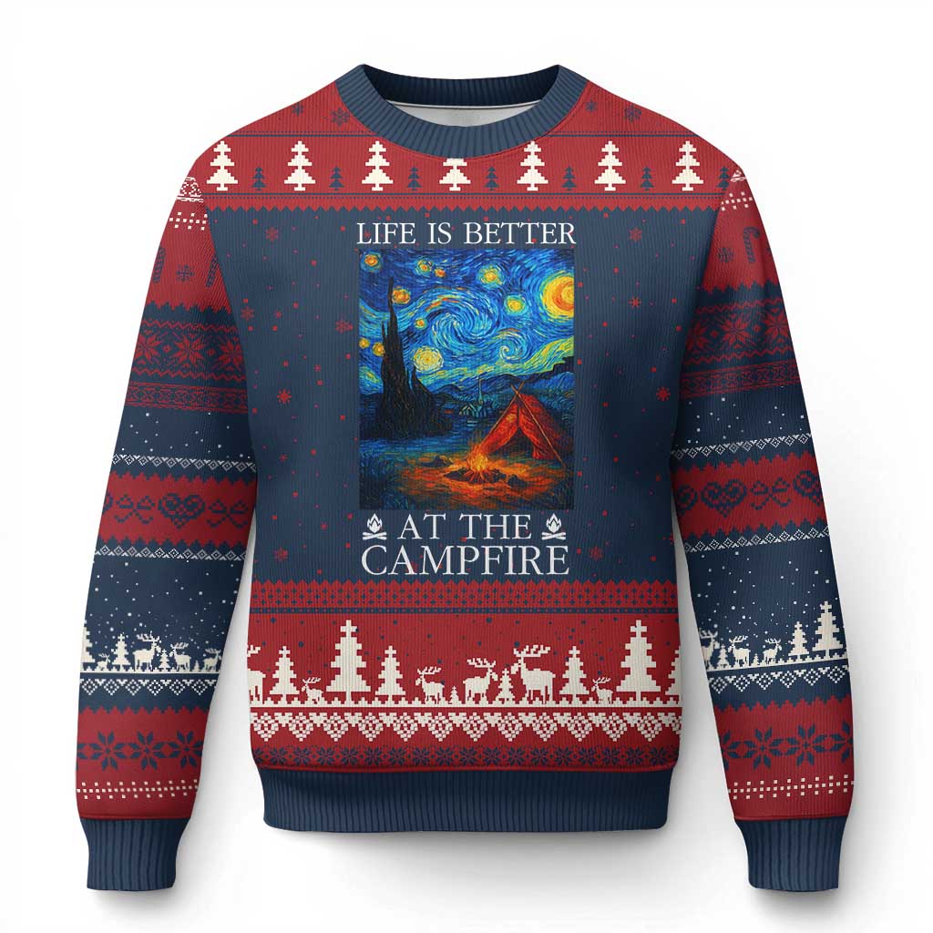 Funny Camping Ugly Christmas Sweater Life Is Better At The Campfire - Wonder Print Shop