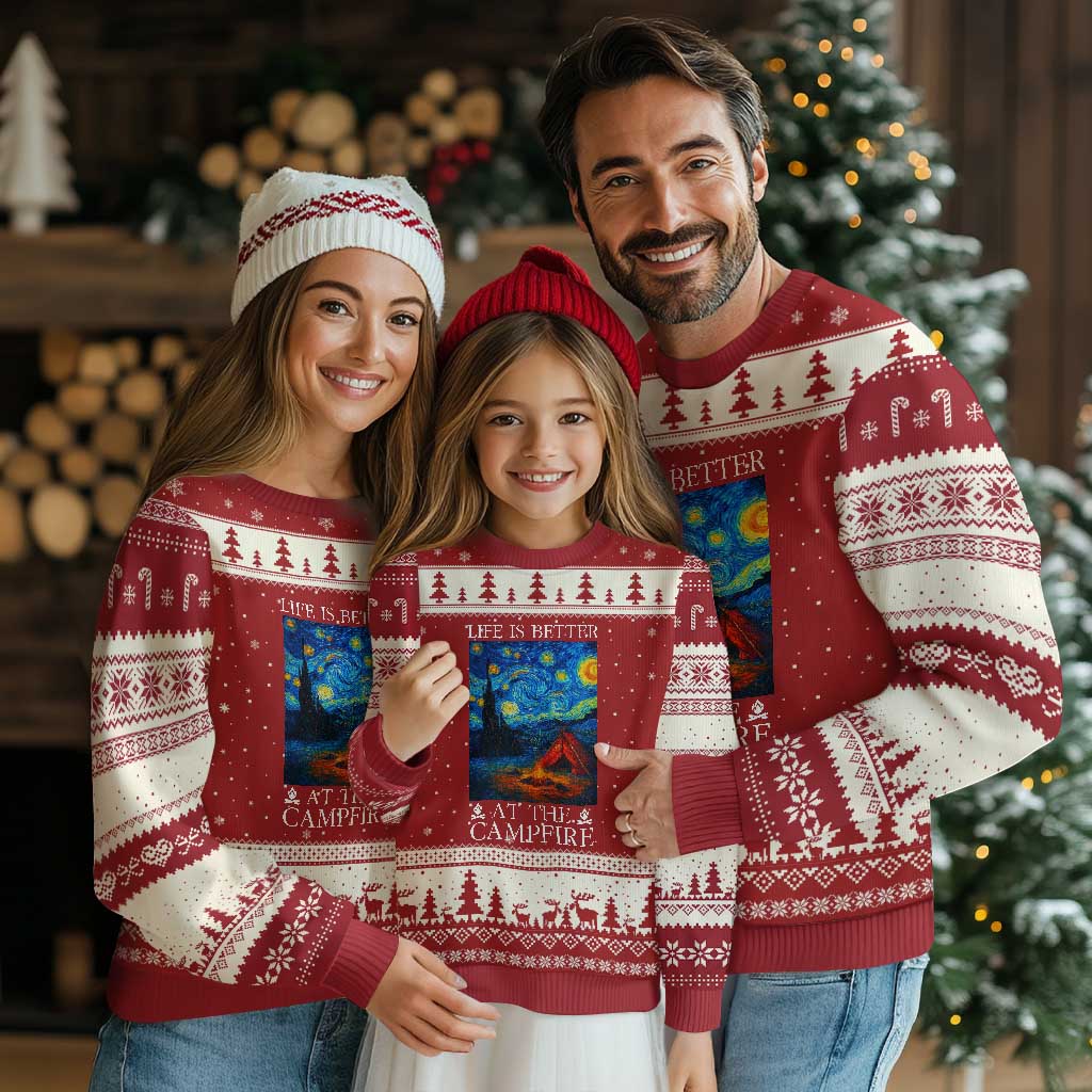 Funny Camping Ugly Christmas Sweater Life Is Better At The Campfire - Wonder Print Shop