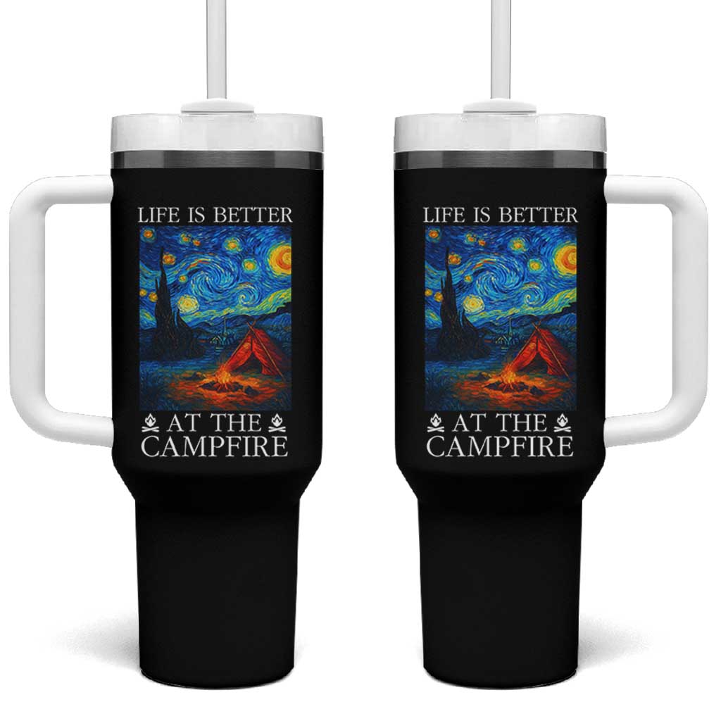 Funny Camping Tumbler With Handle Life Is Better At The Campfire - Wonder Print Shop
