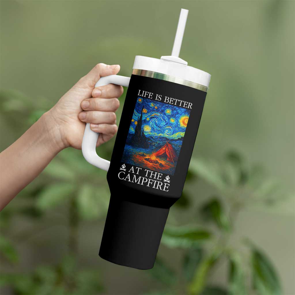 Funny Camping Tumbler With Handle Life Is Better At The Campfire - Wonder Print Shop