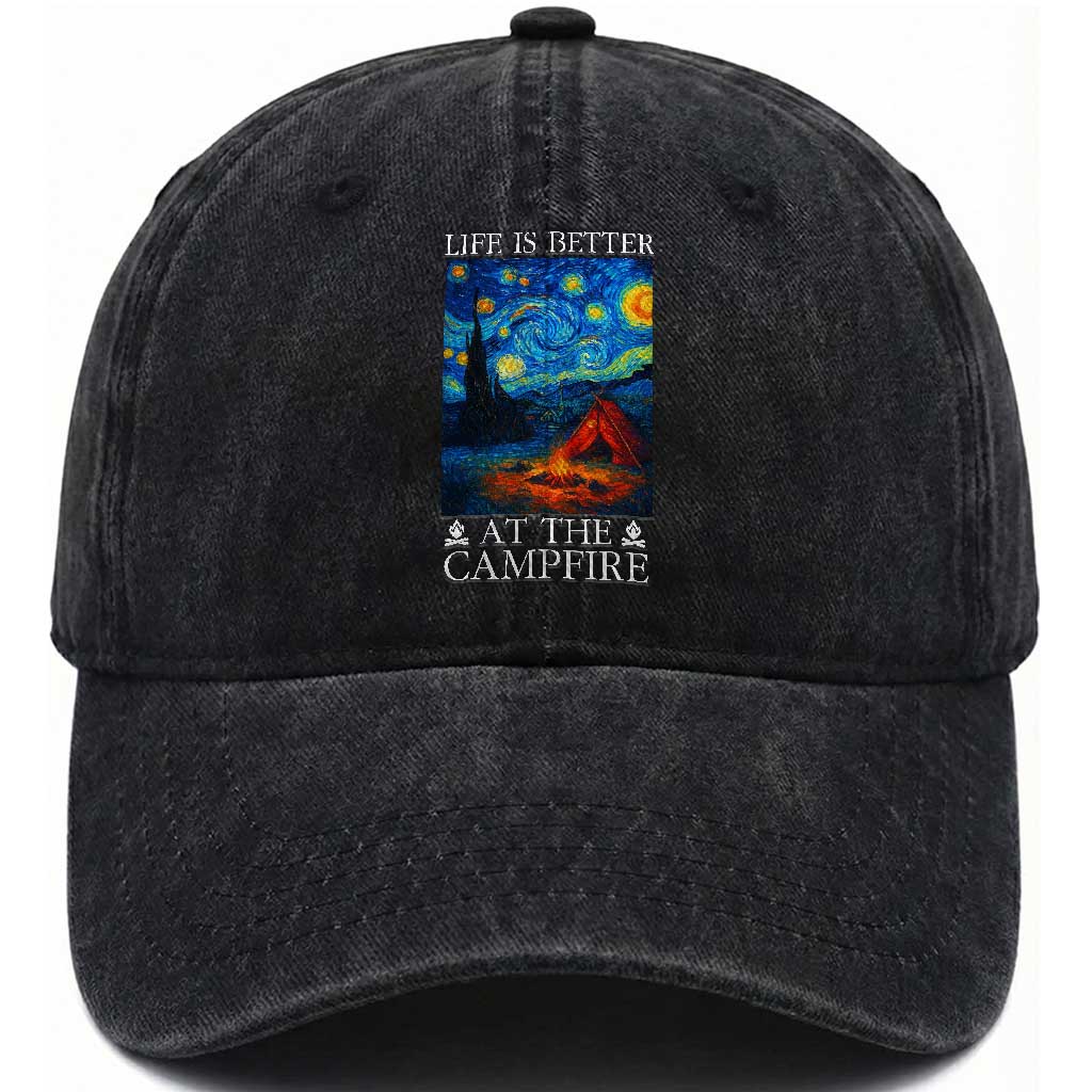 Funny Camping Washed Cotton Baseball Cap Life Is Better At The Campfire