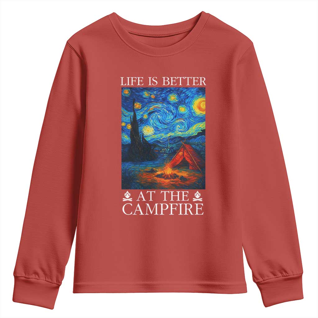 Funny Camping Youth Sweatshirt Life Is Better At The Campfire - Wonder Print Shop
