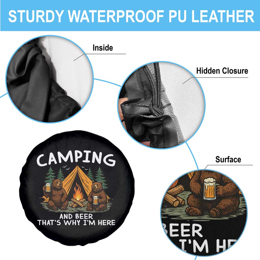 Funny Camping Beer Spare Tire Cover Bear Drinking Lover Gift - Wonder Print Shop