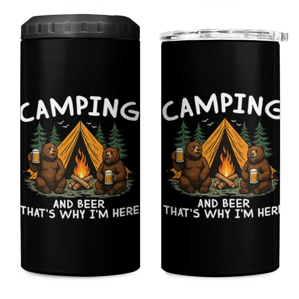 Funny Camping Beer 4 in 1 Can Cooler Tumbler Bear Drinking Lover Gift - Wonder Print Shop