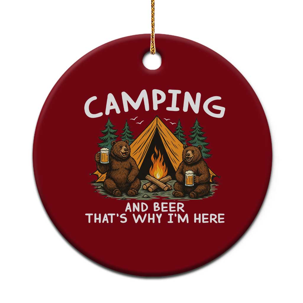 Funny Camping Beer Ceramic Ornament Bear Drinking Lover Gift - Wonder Print Shop
