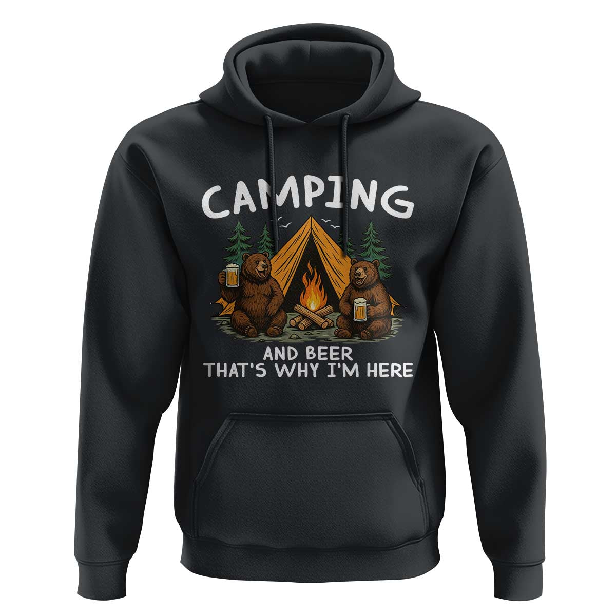 Funny Camping Beer Hoodie Bear Drinking Lover Gift - Wonder Print Shop