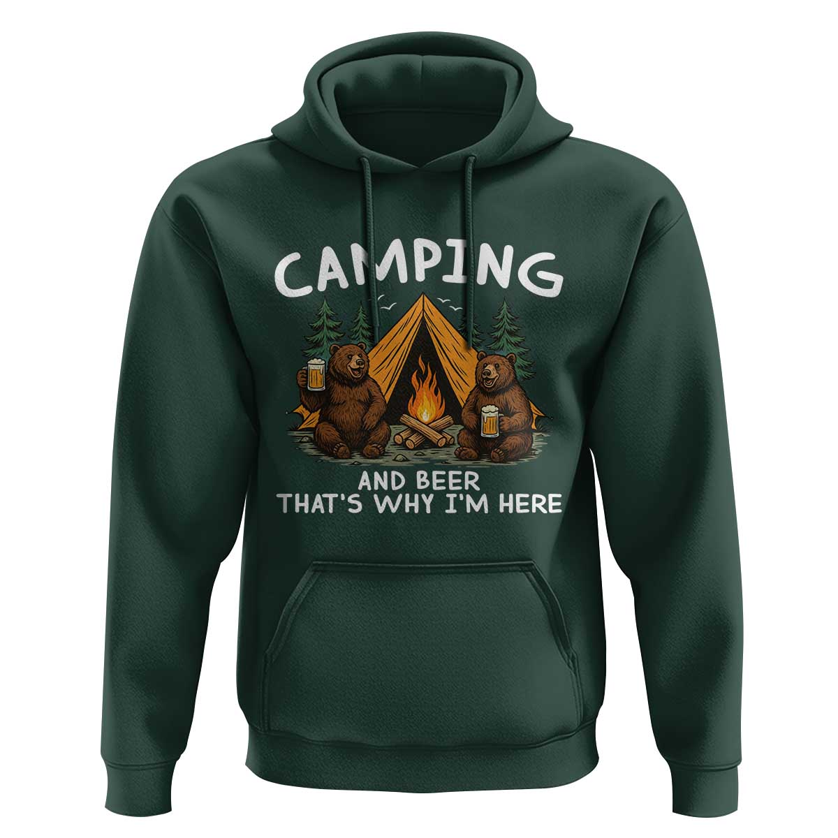 Funny Camping Beer Hoodie Bear Drinking Lover Gift - Wonder Print Shop