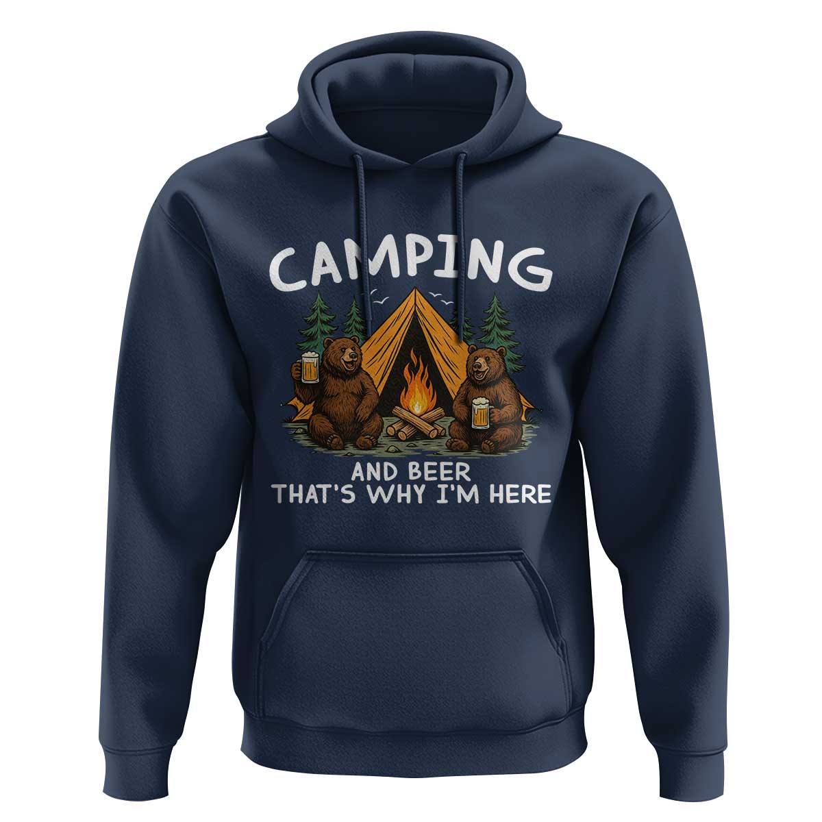 Funny Camping Beer Hoodie Bear Drinking Lover Gift - Wonder Print Shop