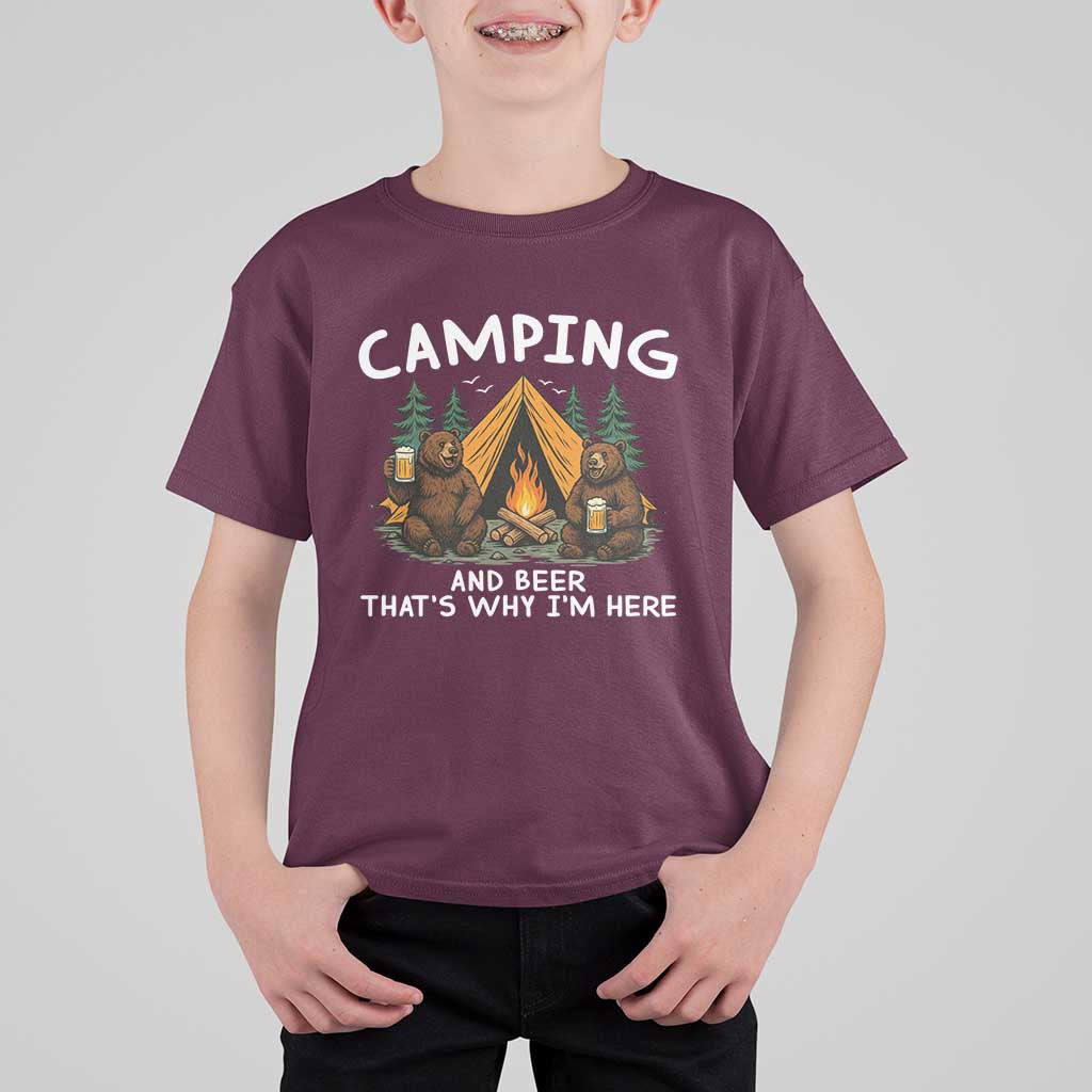 Funny Camping Beer T Shirt For Kid Bear Drinking Lover Gift - Wonder Print Shop